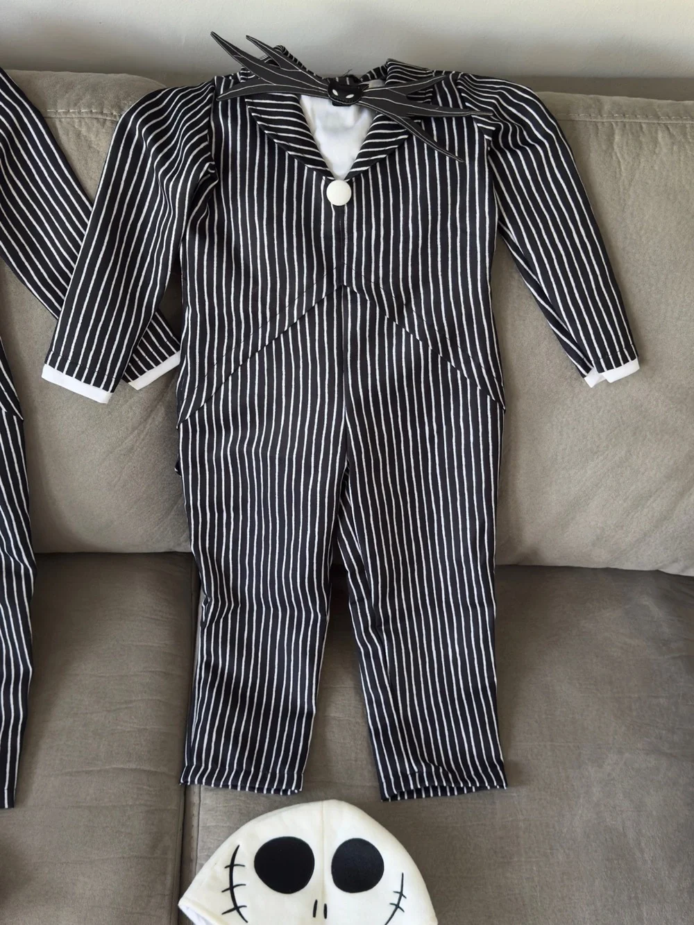Disney Jack Skellington Pinstripe One-Piece Footie in Black & White